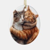 MOOIE BRUINE & ORANJE TABBY KATTEN KNUFFELEN KERAMISCH ORNAMENT (Rechts)