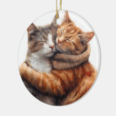 MOOIE BRUINE & ORANJE TABBY KATTEN KNUFFELEN KERAMISCH ORNAMENT (Links)