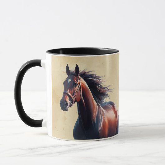Mooie Bruine Paard Aangepaste Naam Mok (Links)