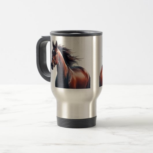 Mooie Bruine Paard Aangepaste Naam Reisbeker (Voorkant links)