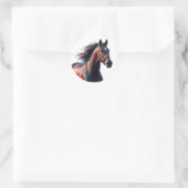 Mooie Bruine Paard Aangepaste Naam Ronde Sticker (Tas)