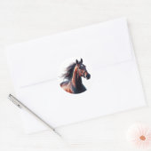 Mooie Bruine Paard Aangepaste Naam Ronde Sticker (Envelop)