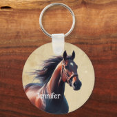 Mooie Bruine Paard Aangepaste Naam Sleutelhanger (Achterkant)