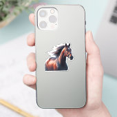 Mooie Bruine Paard Aangepaste Naam Sticker (Telefoon)