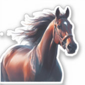 Mooie Bruine Paard Aangepaste Naam Sticker (Voorkant)