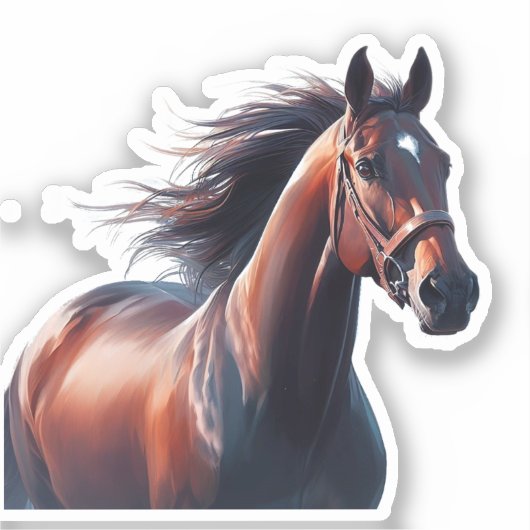 Mooie Bruine Paard Aangepaste Naam Sticker (Voorkant)