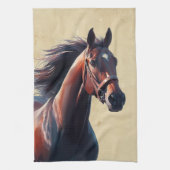 Mooie Bruine Paard Aangepaste Naam Theedoek (Verticaal)