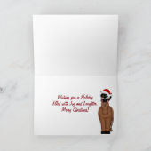 Mooie bruine paard en kitten schuur Kerstmis Feestdagen Kaart (Binnen)