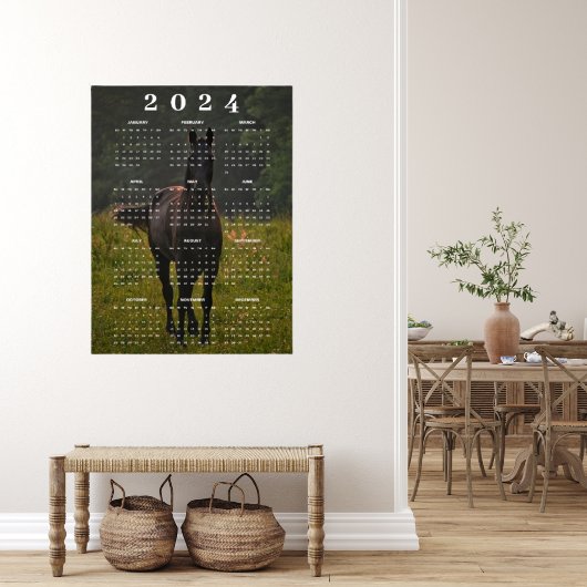 Mooie bruine paard in de weide 2024 muurkalender poster