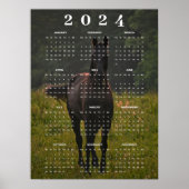 Mooie bruine paard in de weide 2024 wandkalender poster (Voorkant)
