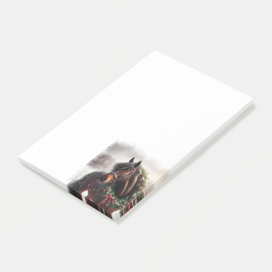 Mooie bruine Paard Kerstkrans Post-it® Notes (Schuin)