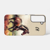 Mooie bruine Paard Running Custom Initialen Samsung Galaxy Hoesje (Achterkant horizontaal)
