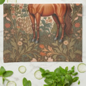 Mooie Bruine Paard William Morris Geïnspireerd Theedoek (Gevouwen)