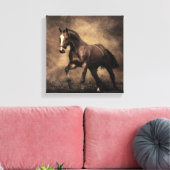 Mooie bruine paard worp kussen canvas afdruk (Insitu (Woonkamer))