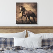 Mooie bruine paard worp kussen canvas afdruk (Insitu (Slaapkamer))