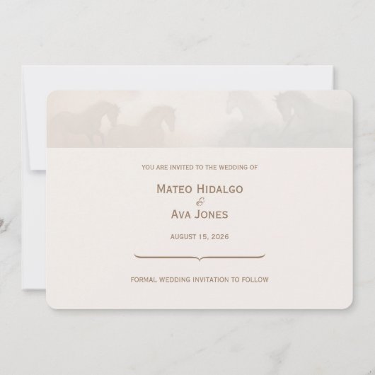 Mooie bruine paarden bruiloft Save the Date (Achterkant)