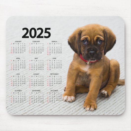 Mooie bruine puppy 2025 hondenkalender muismat (Voorkant)