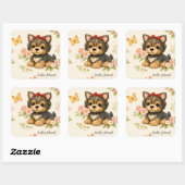 Mooie bruine puppy bloem vlinder sticker (Vel)