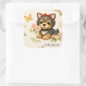 Mooie bruine puppy bloem vlinder sticker (Tas)