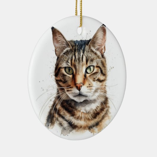 MOOIE BRUINE TABBY BINNENLANDSE KORTE HAAR KAT KERAMISCH ORNAMENT (Rechts)