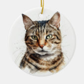 MOOIE BRUINE TABBY BINNENLANDSE KORTE HAAR KAT KERAMISCH ORNAMENT (Voorkant)