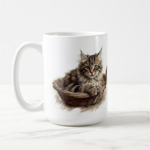 MOOIE BRUINE TABBY MAINE COON KAT IN MAND KOFFIEMOK