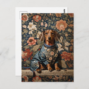 Mooie bruine teckel Dachshund Portret Briefkaart