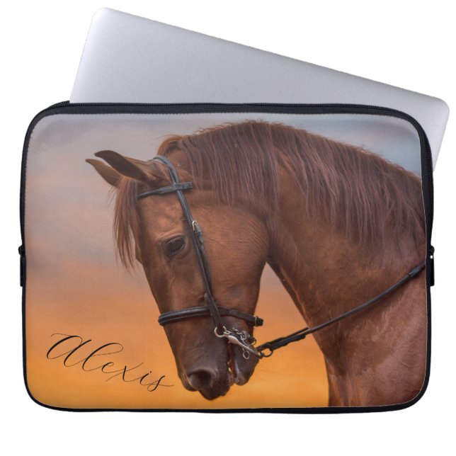 Mooie bruine Thoroughbred Horse Laptop Sleeve (Voorkant)