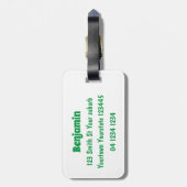 Mooie bruine uiengroene cartoon illustratie bagagelabel (Achterkant verticaal)