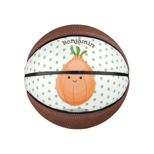 Mooie bruine uiengroene cartoon illustratie basketbal (Voorkant)