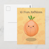 Mooie bruine uiengroene cartoon illustratie briefkaart (Voorkant / Achterkant)