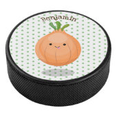 Mooie bruine uiengroene cartoon illustratie hockey puck (3/4)