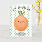 Mooie bruine uiengroene cartoon illustratie kaart (Gele Bloem)