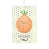 Mooie bruine uiengroene cartoon illustratie luchtverfrisser (Achterkant)