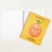 Mooie bruine uiengroene cartoon illustratie planner (Display)