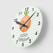 Mooie bruine uiengroene cartoon illustratie ronde klok (Hoek)