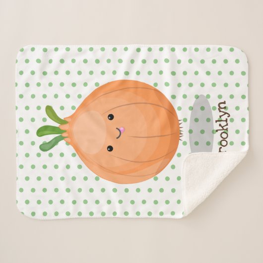 Mooie bruine uiengroene cartoon illustratie sherpa deken (Voorkant (horizontaal))