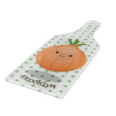 Mooie bruine uiengroene cartoon illustratie snijplank (Hoek)