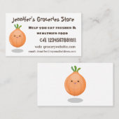 Mooie bruine uiengroene cartoon illustratie visitekaartje (Voorkant / Achterkant)