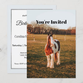 Mooie bruine verf ontwerp paard foto verjaardag kaart