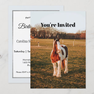 Mooie bruine verf ontwerp paard foto verjaardag kaart