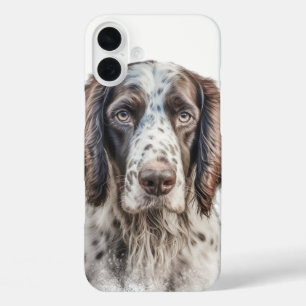 MOOIE BRUINE & WITTE ENGELSE SETTER HOND iPhone 16 PLUS HOESJE