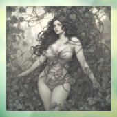 Mooie brunette vrouw in wijnstokken tekening raamsticker (Vel 3)