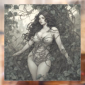 Mooie brunette vrouw in wijnstokken tekening raamsticker (Vel 2)