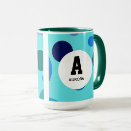 Mooie bubbeldesign met aanpasbare naamletter mok