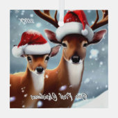 Mooie Buck en Doe Glas Ornament (Achterkant)