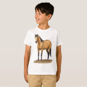 Mooie Buckskin Dun Quarter Paardenhengst Horen T-shirt (Voorkant volledig)