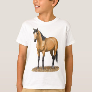 Mooie Buckskin Dun Quarter Paardenhengst Horen T-shirt