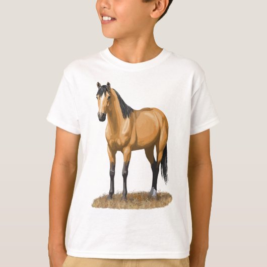 Mooie Buckskin Dun Quarter Paardenhengst Horen T-shirt (Voorkant)