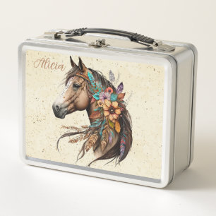 Mooie buckskin paard lunchbox met naam